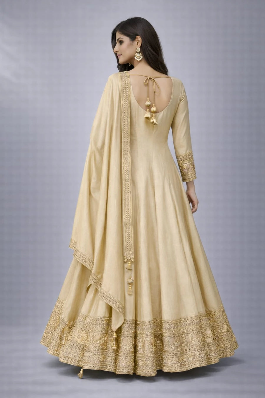 gold anarkali suit