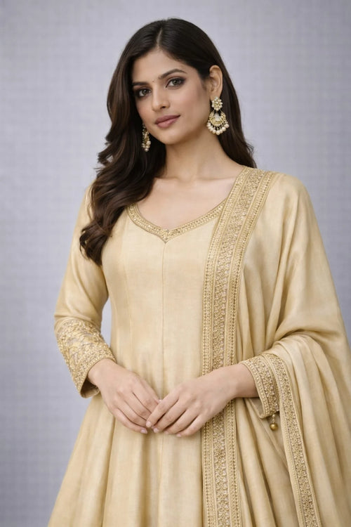 gold anarkali suit