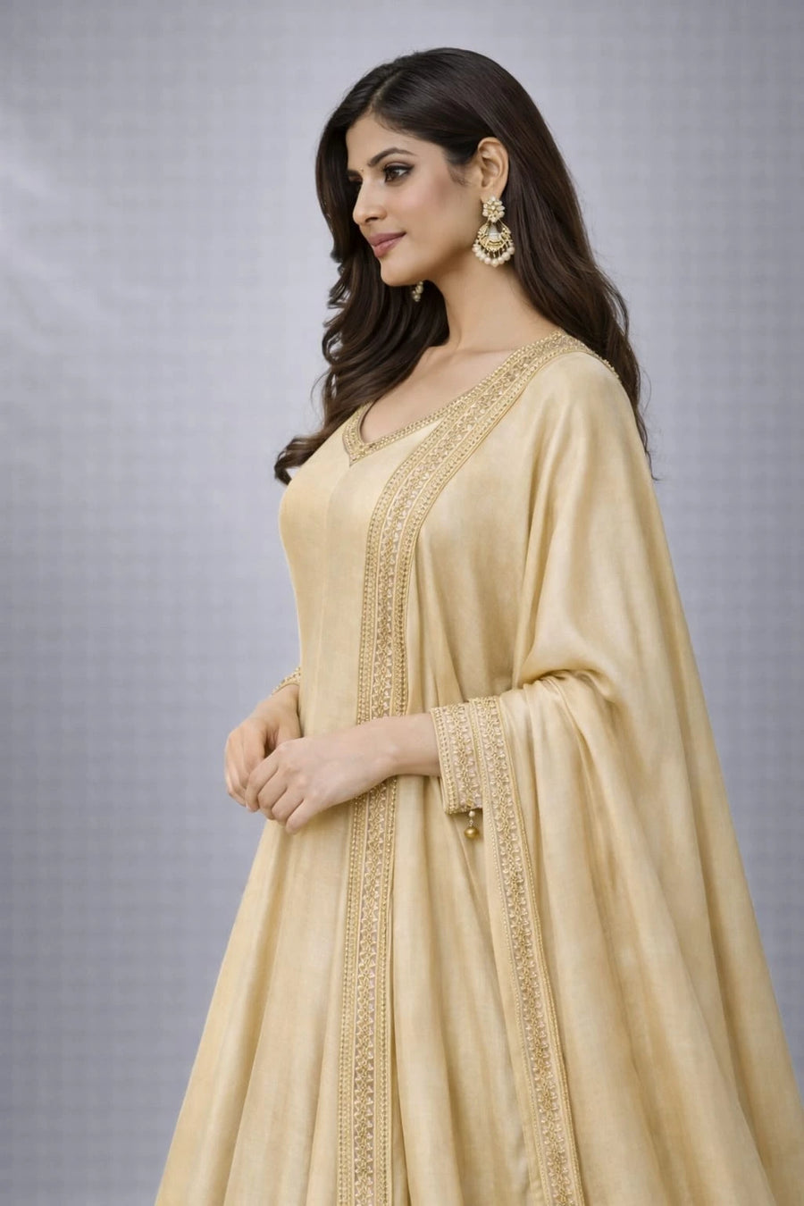 gold anarkali suit
