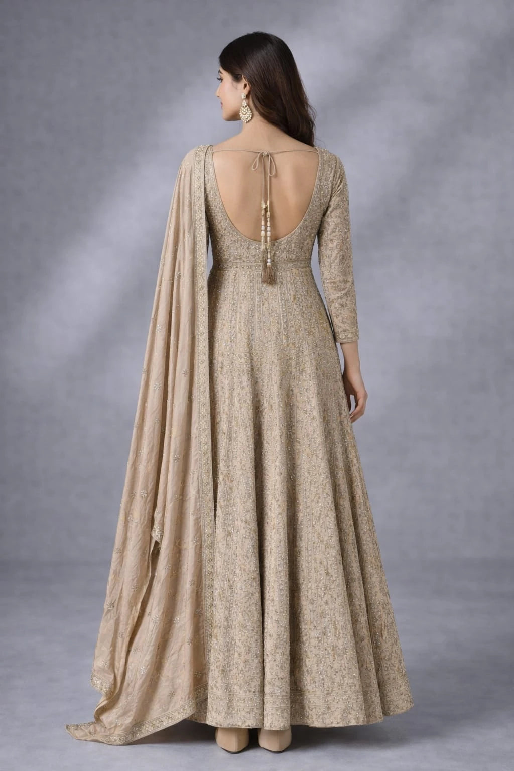 gold anarkali gown