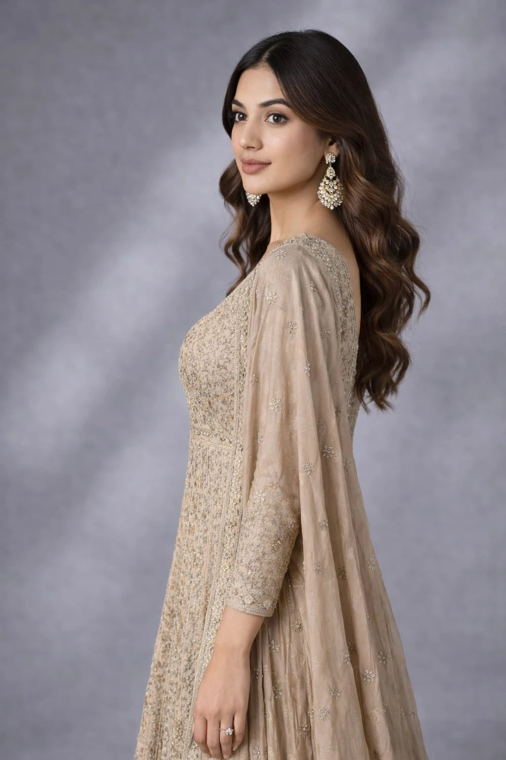 gold anarkali gown