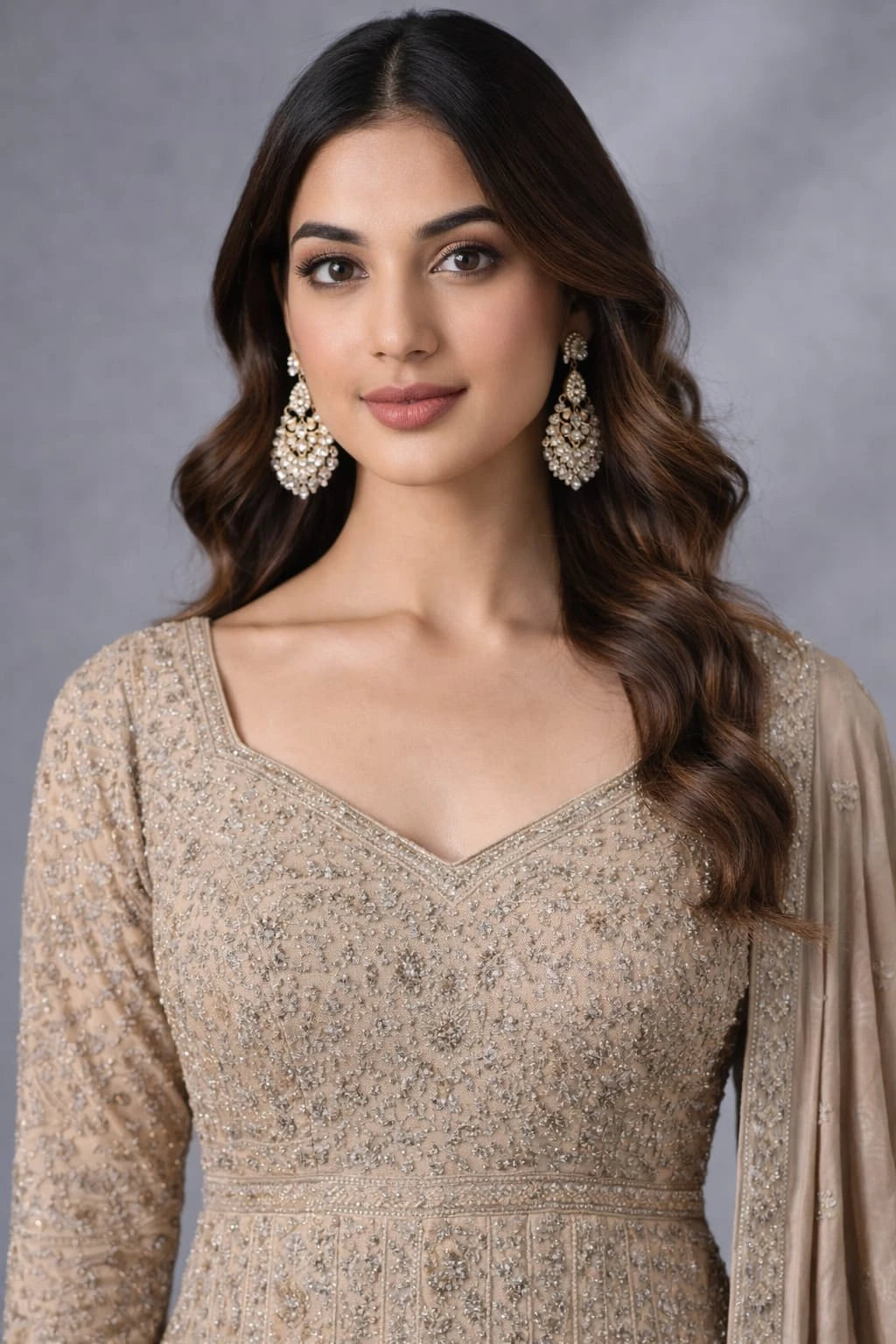 gold anarkali gown