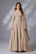 gold anarkali gown