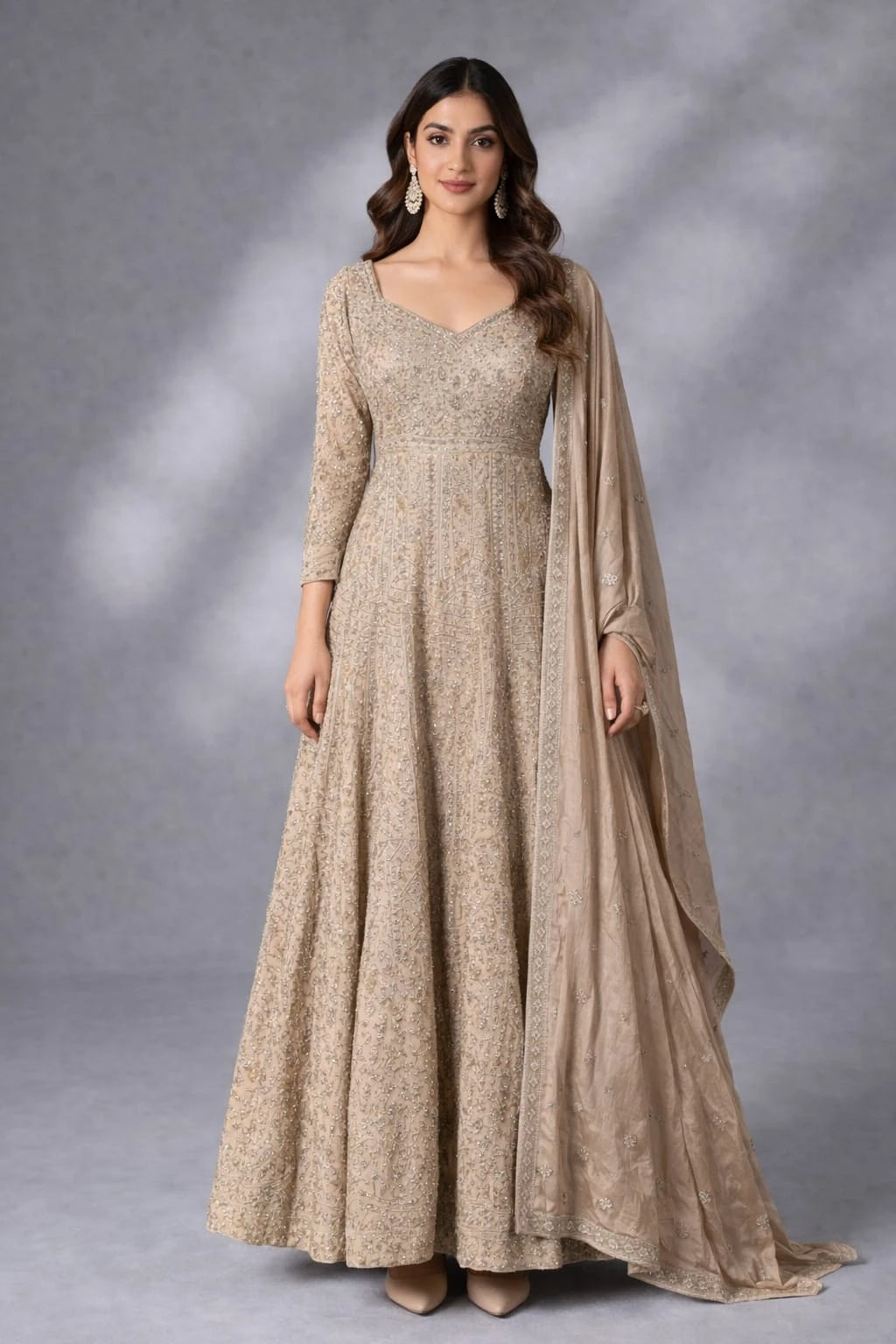gold anarkali gown