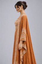 rust anarkali dress