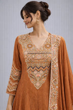 rust anarkali dress