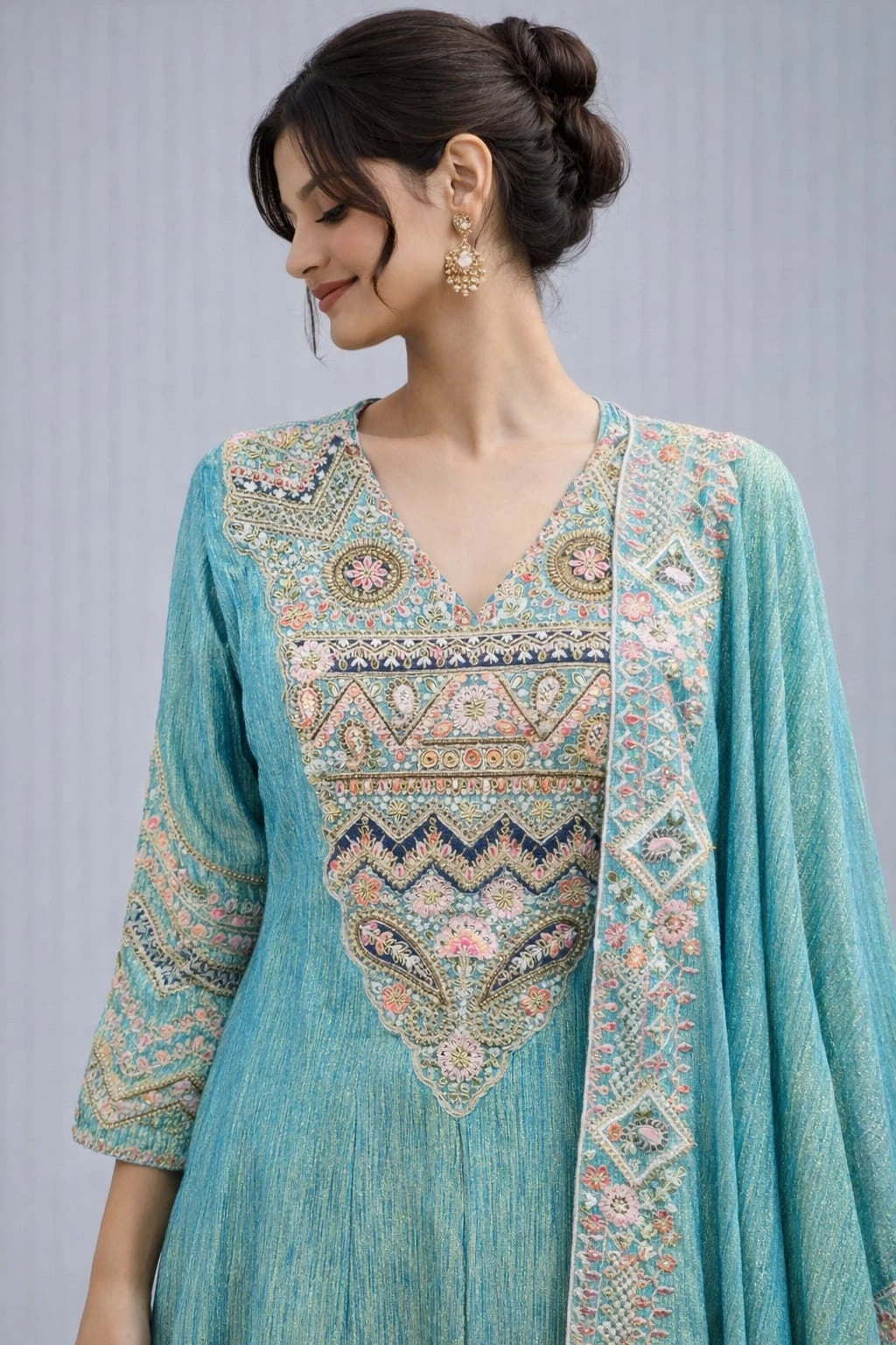 blue anarkali dress