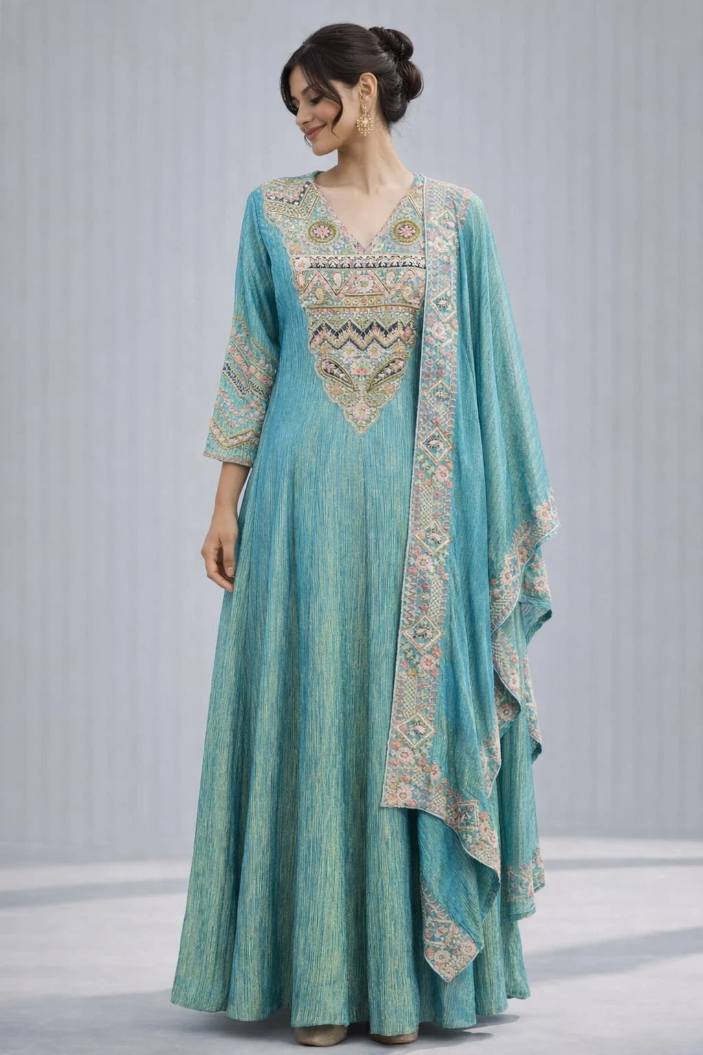 blue anarkali dress