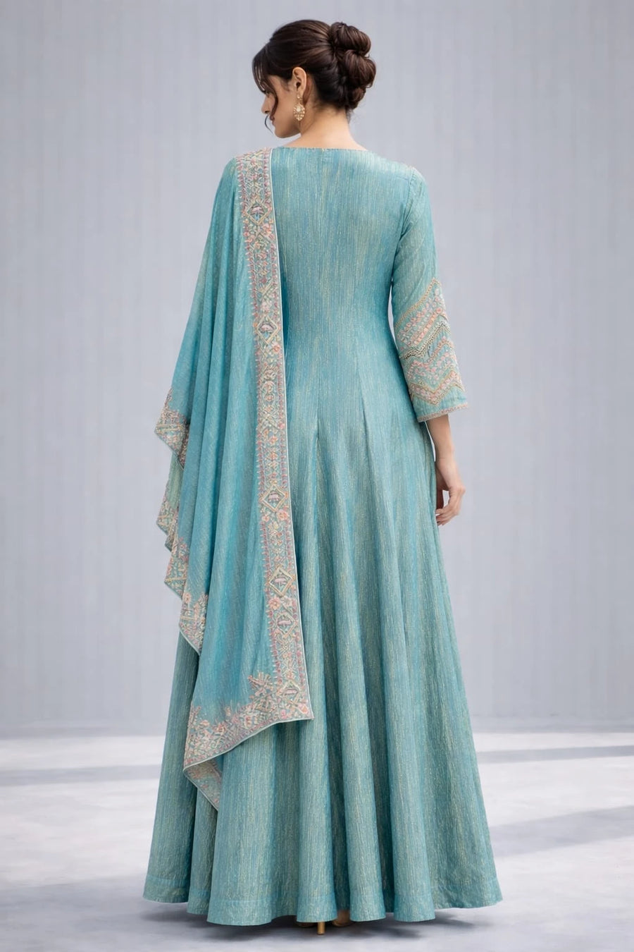 blue anarkali dress
