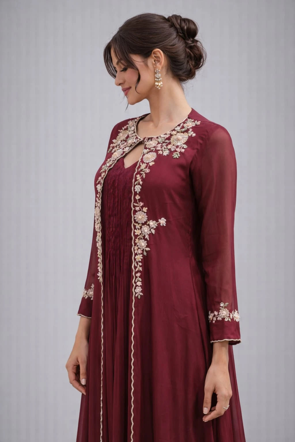 maroon anarkali