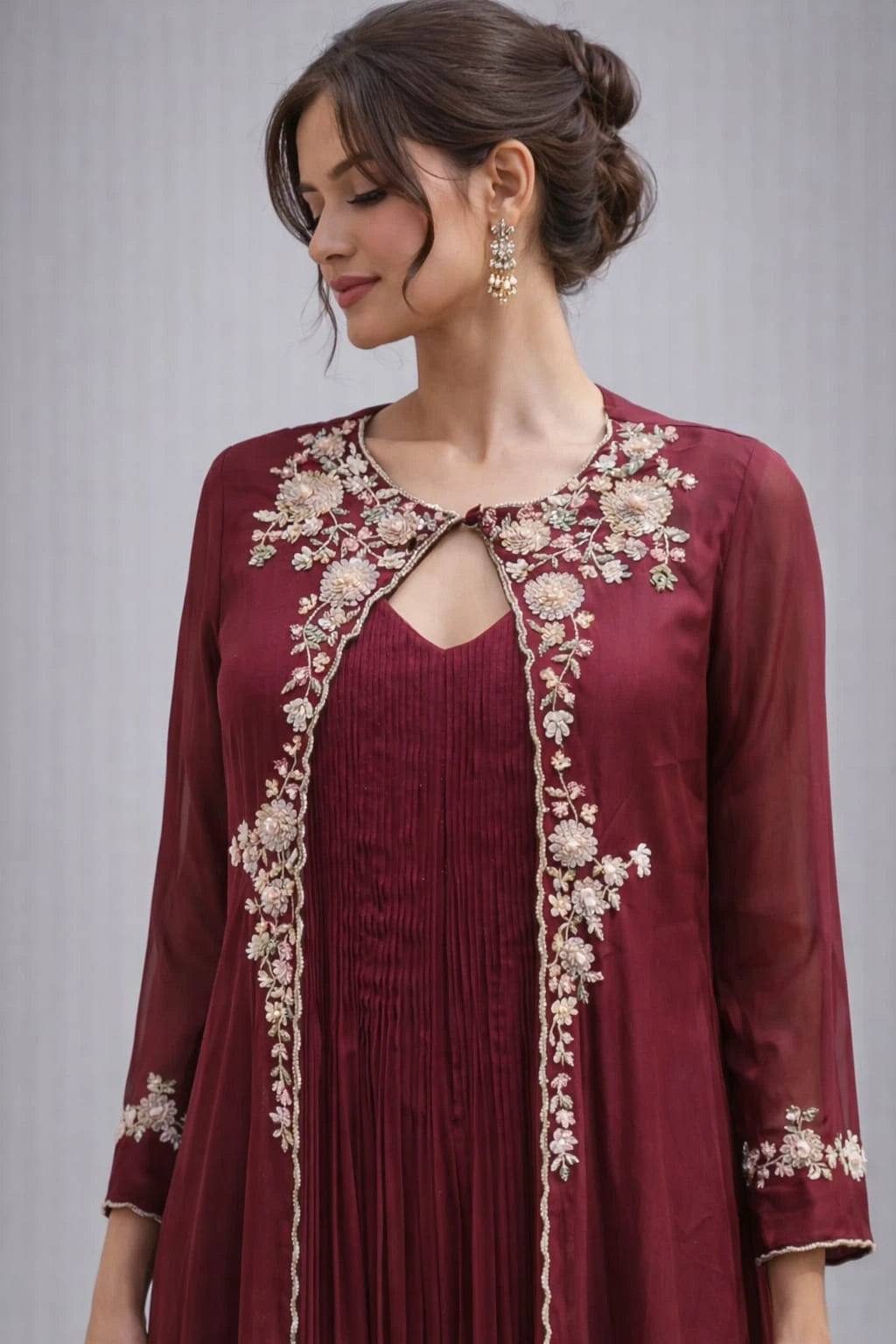 maroon anarkali