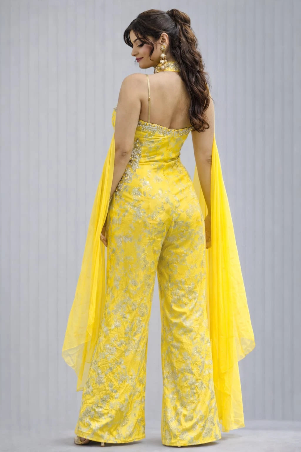 yellow embroidered jumpsuit 