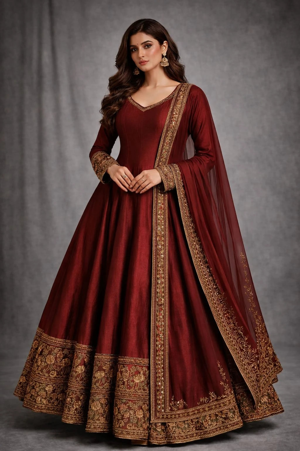 Maroon traditional anarkali