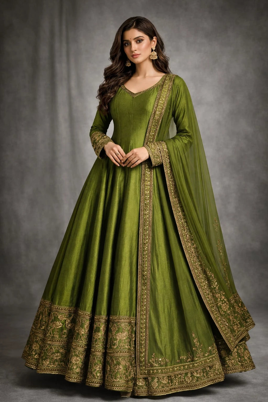 mehendi anarkali suit