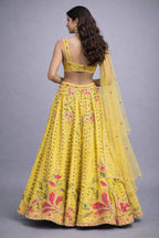 yellow embroidered lehenga