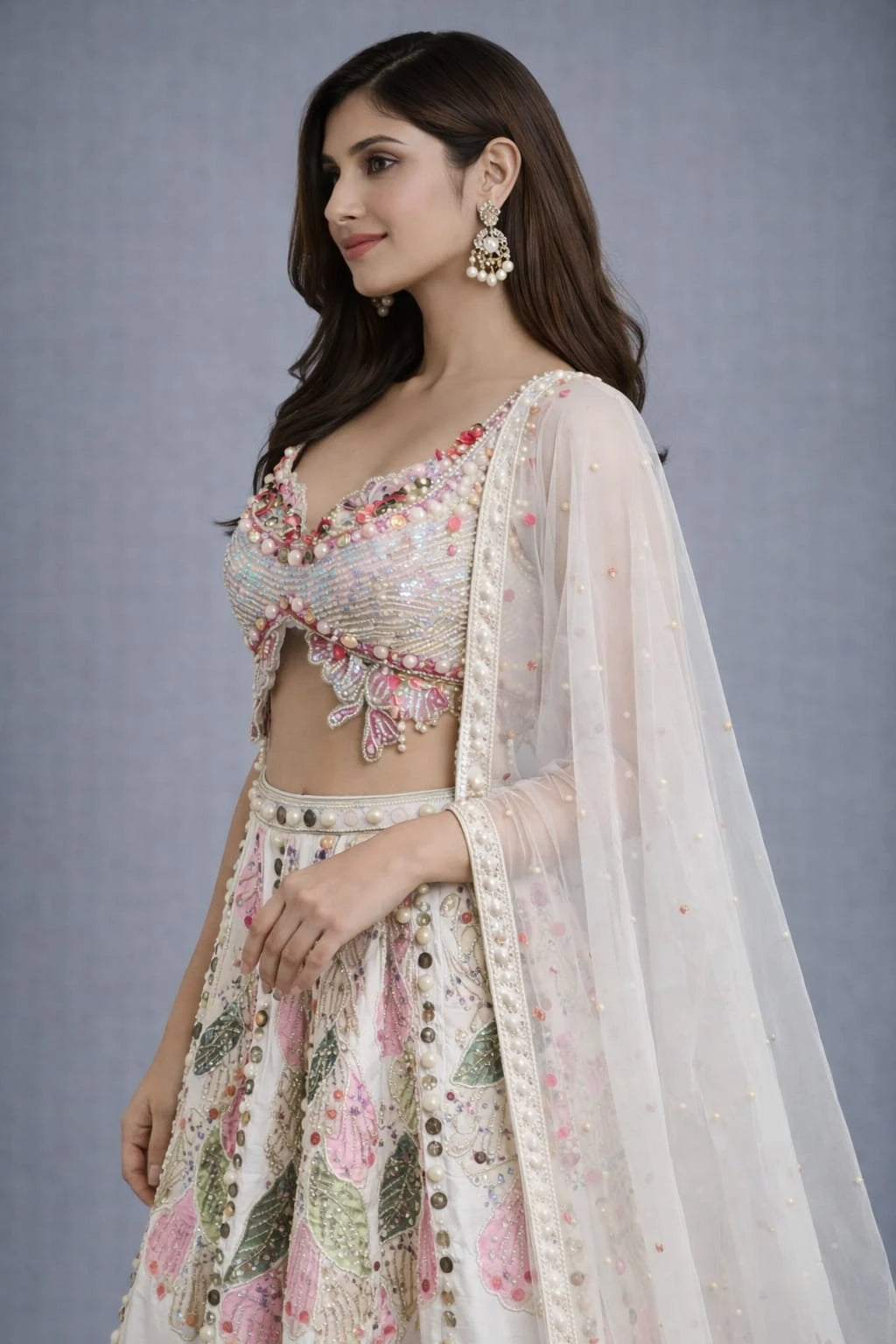white lehenga set