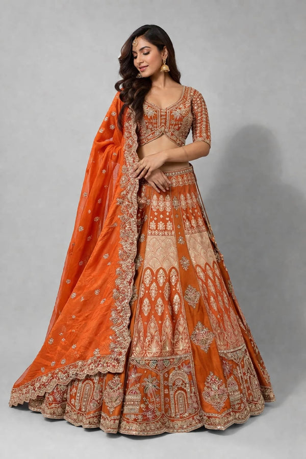 rust lehenga