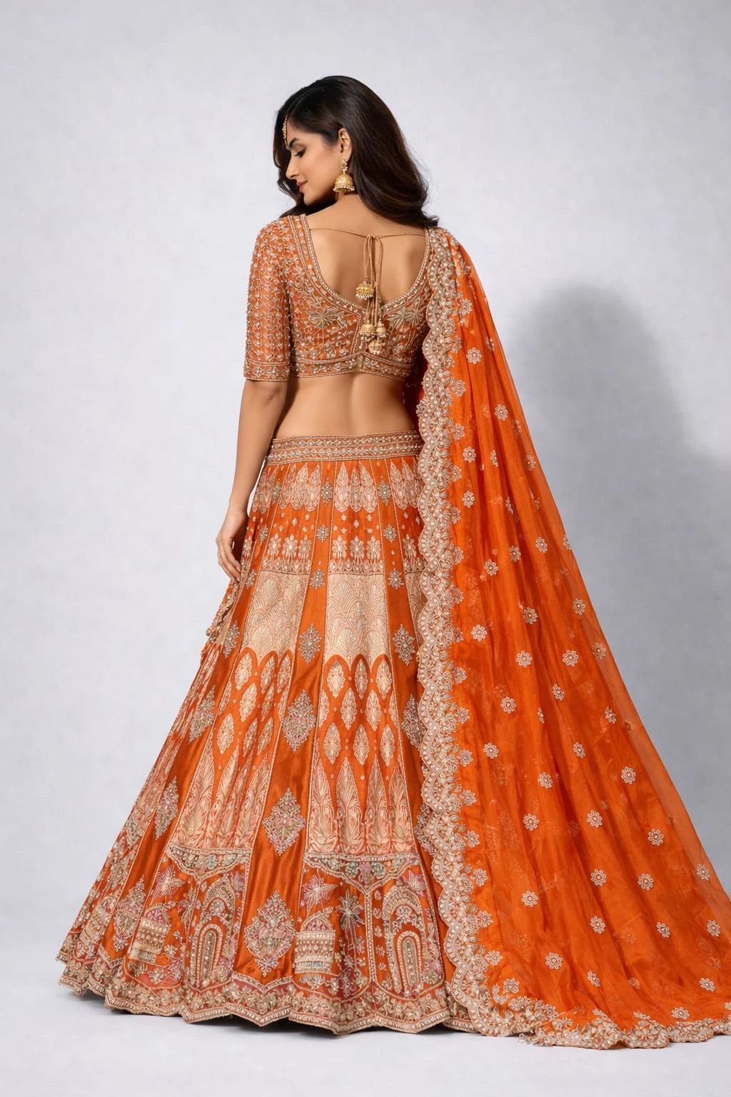 rust lehenga