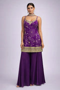 purple embroidered suit