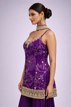 purple embroidered suit