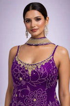 purple embroidered suit