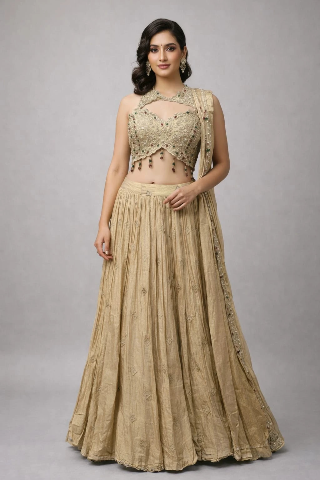 gold lehenga sets