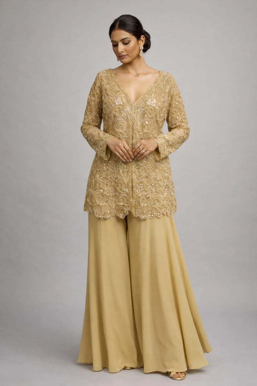 gold embroidered outfit