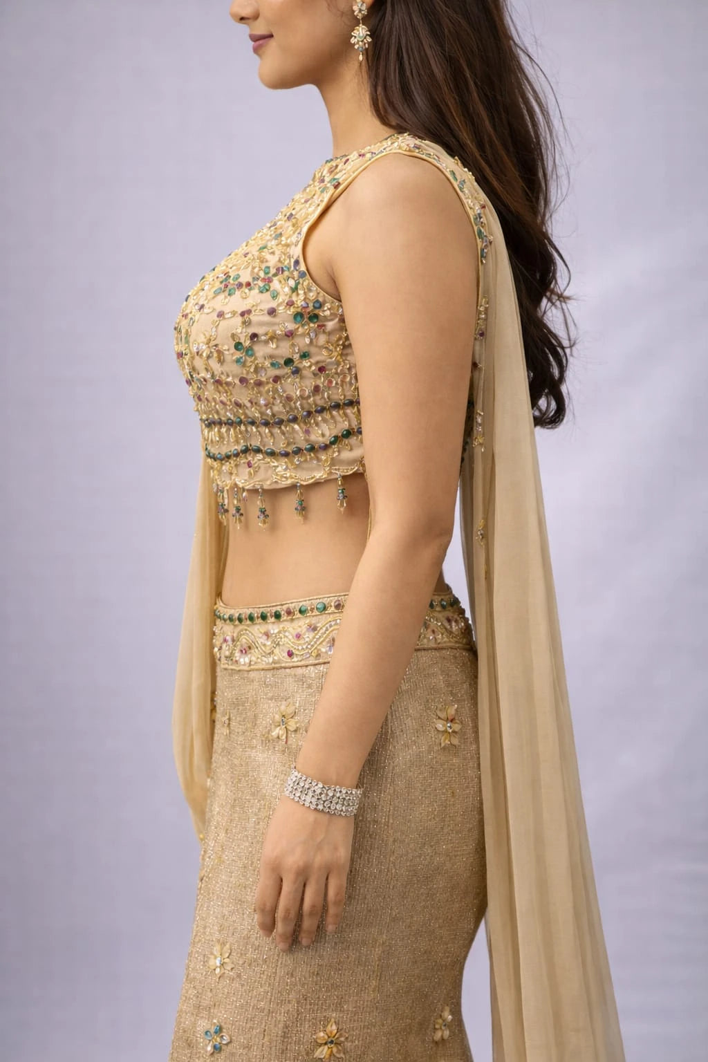 mermaid gold lehenga