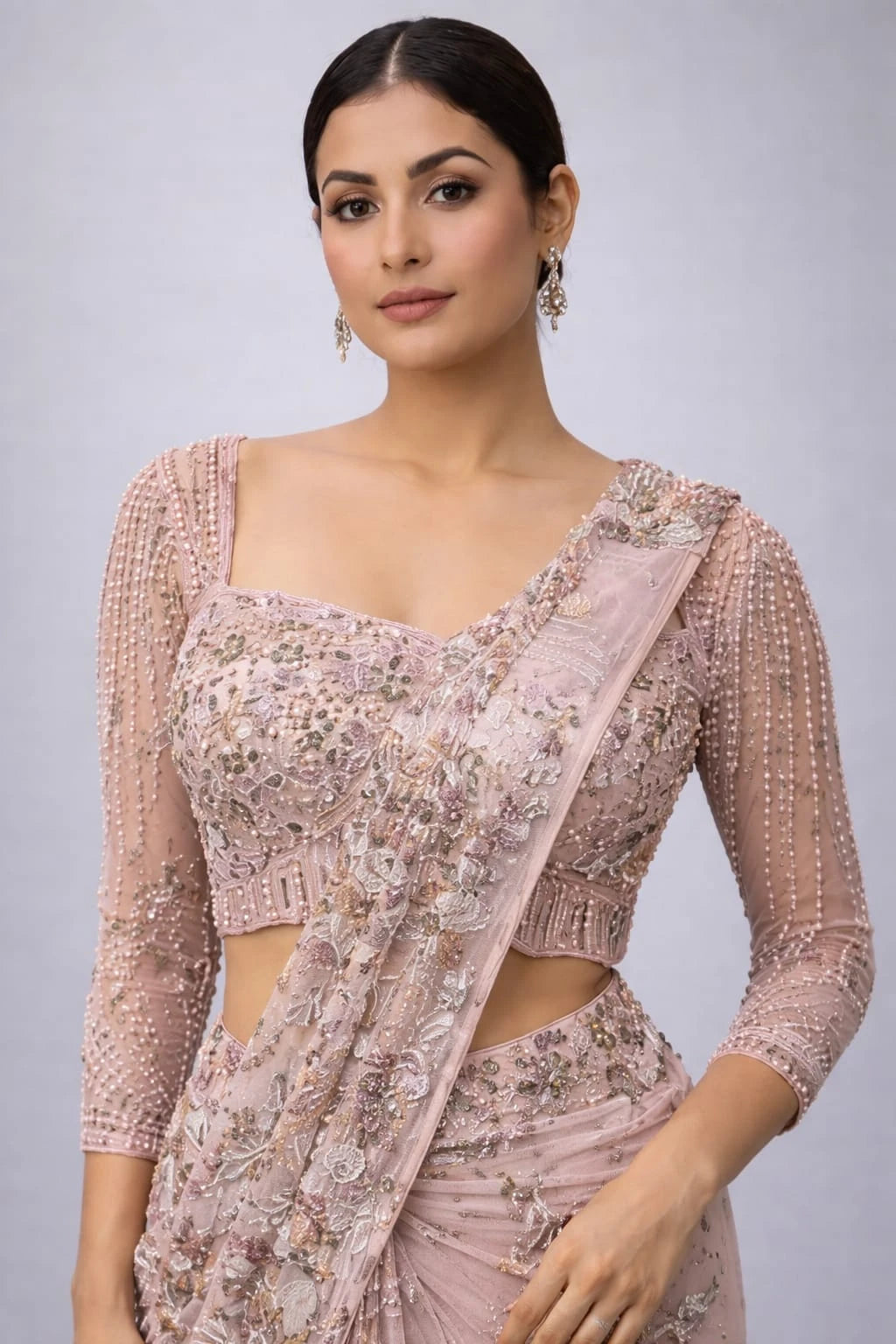 onion drape saree