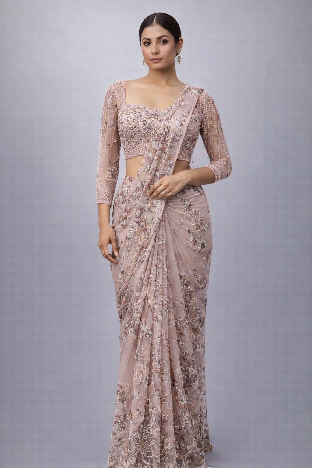 onion drape saree
