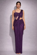 wine drape saree