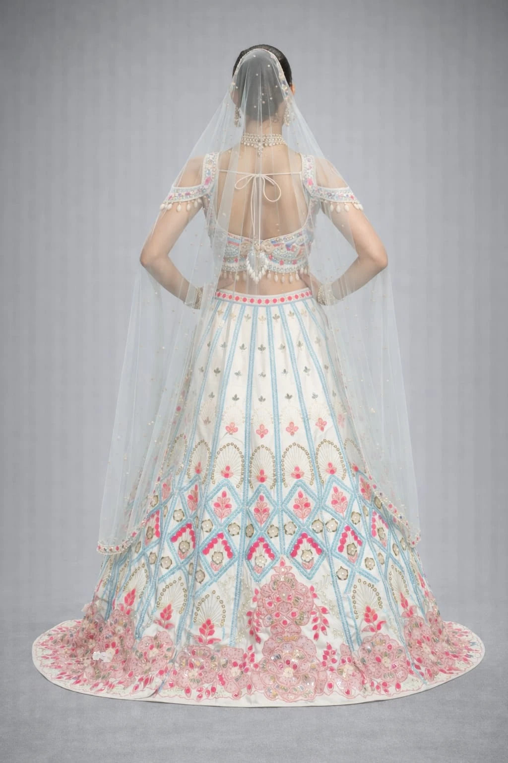 ivory floral lehenga