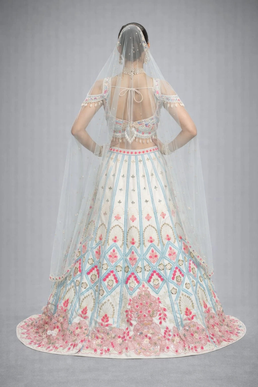 ivory floral lehenga