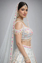 ivory floral lehenga