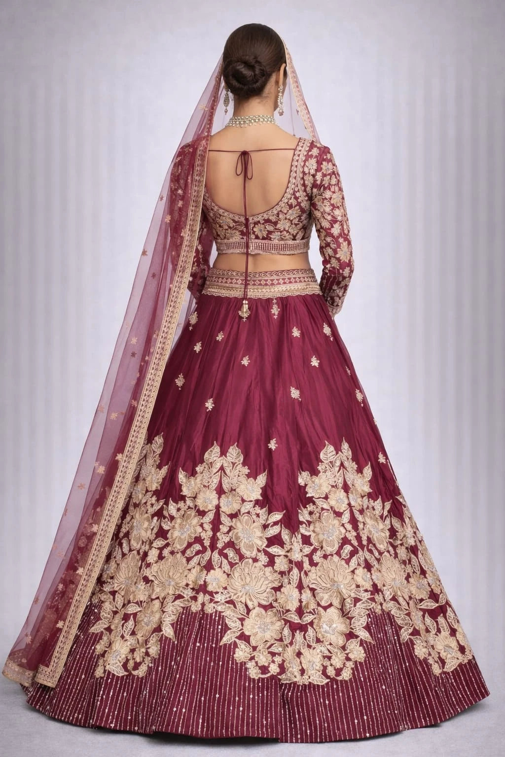 Maroon embroidered lehenga 