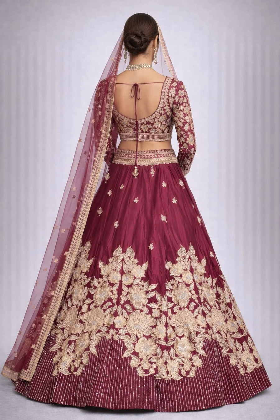 Maroon embroidered lehenga 