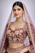 Maroon embroidered lehenga 