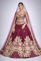 Maroon embroidered lehenga 