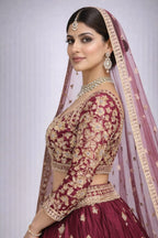 Maroon embroidered lehenga 