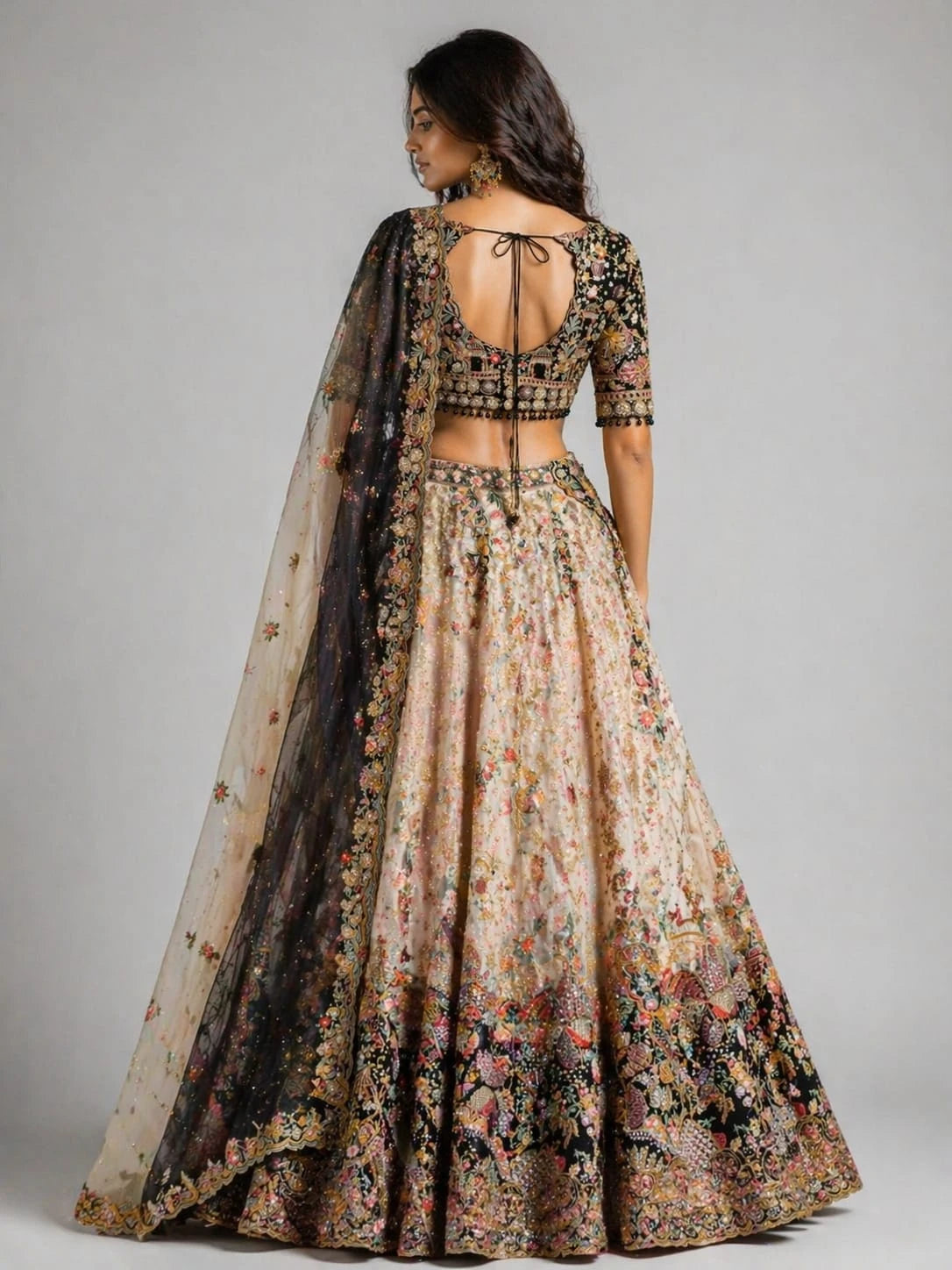 black gold lehenga set