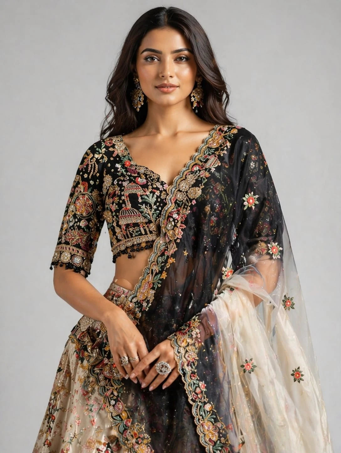 black gold lehenga set