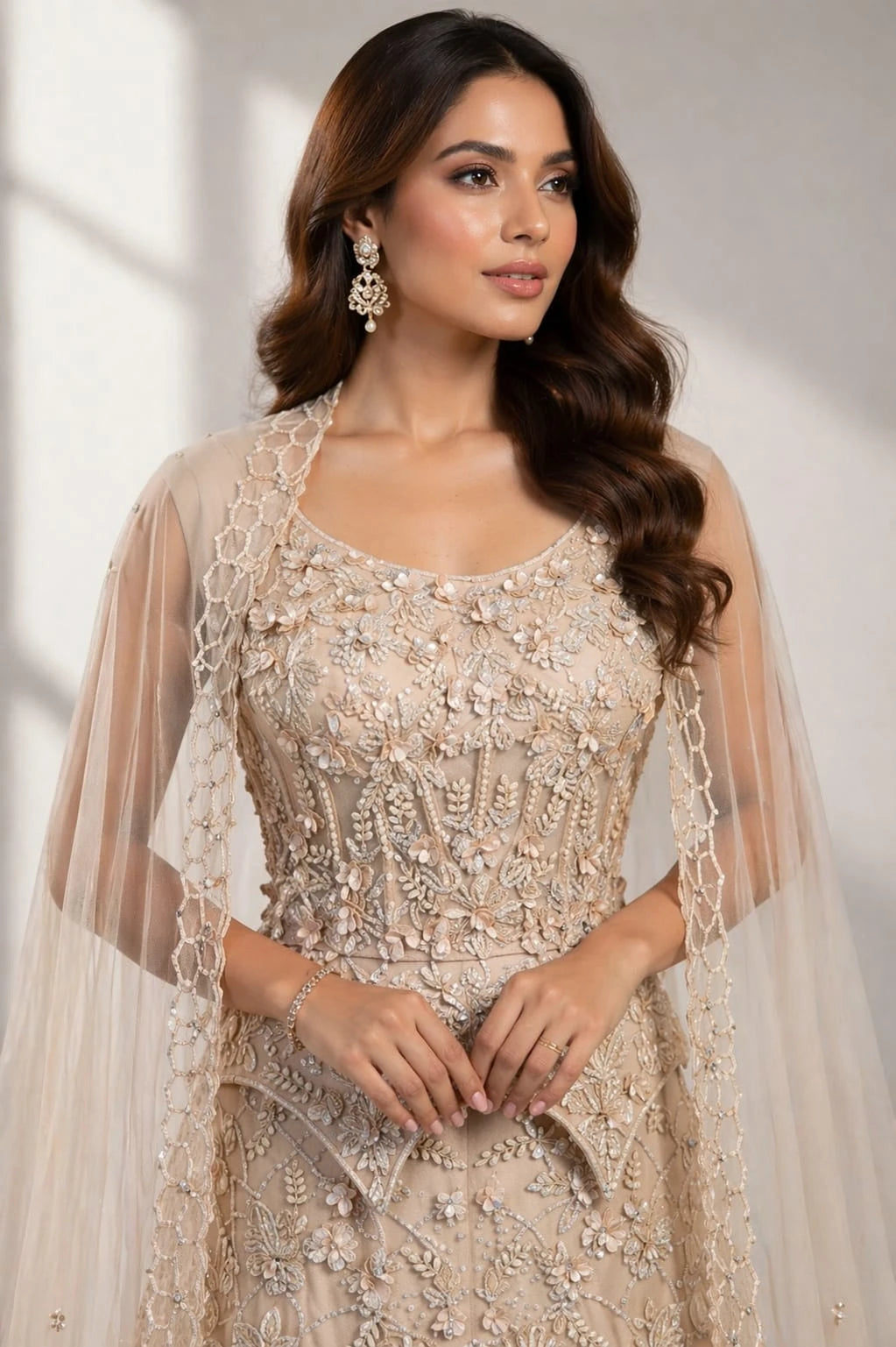 embroidered ivory lehenga