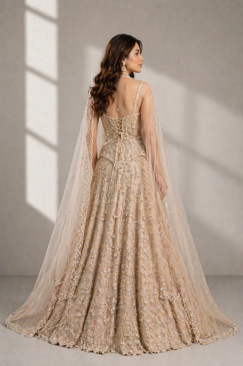 embroidered ivory lehenga