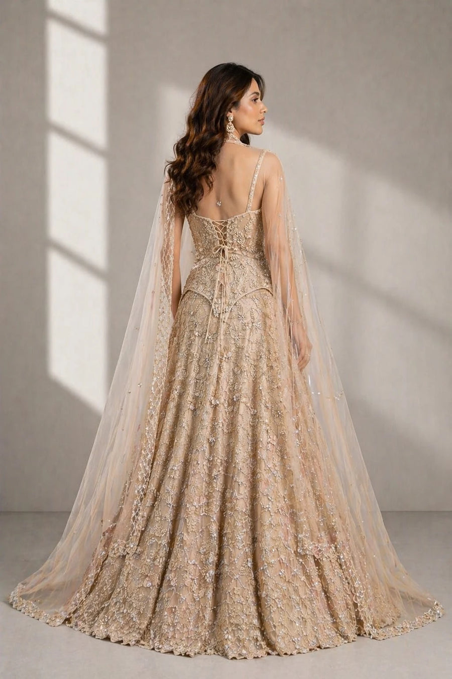 embroidered ivory lehenga