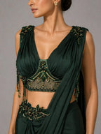 green crop top skirt