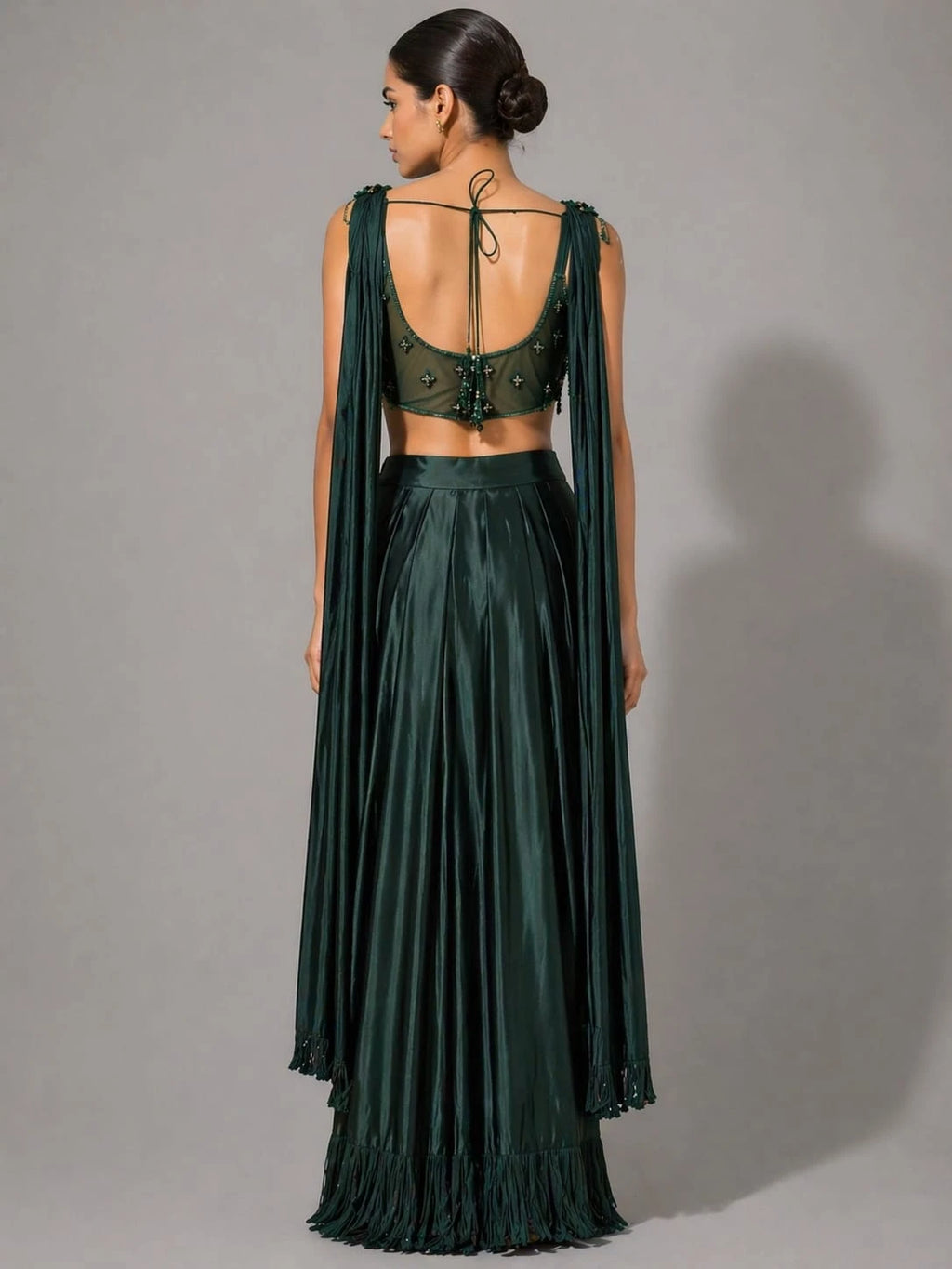 green crop top skirt