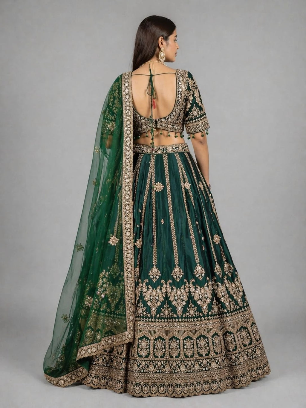 green embroidered lehenga set