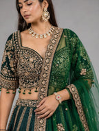 green embroidered lehenga set