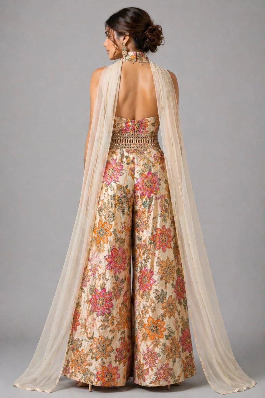 floral gold jumpsuit