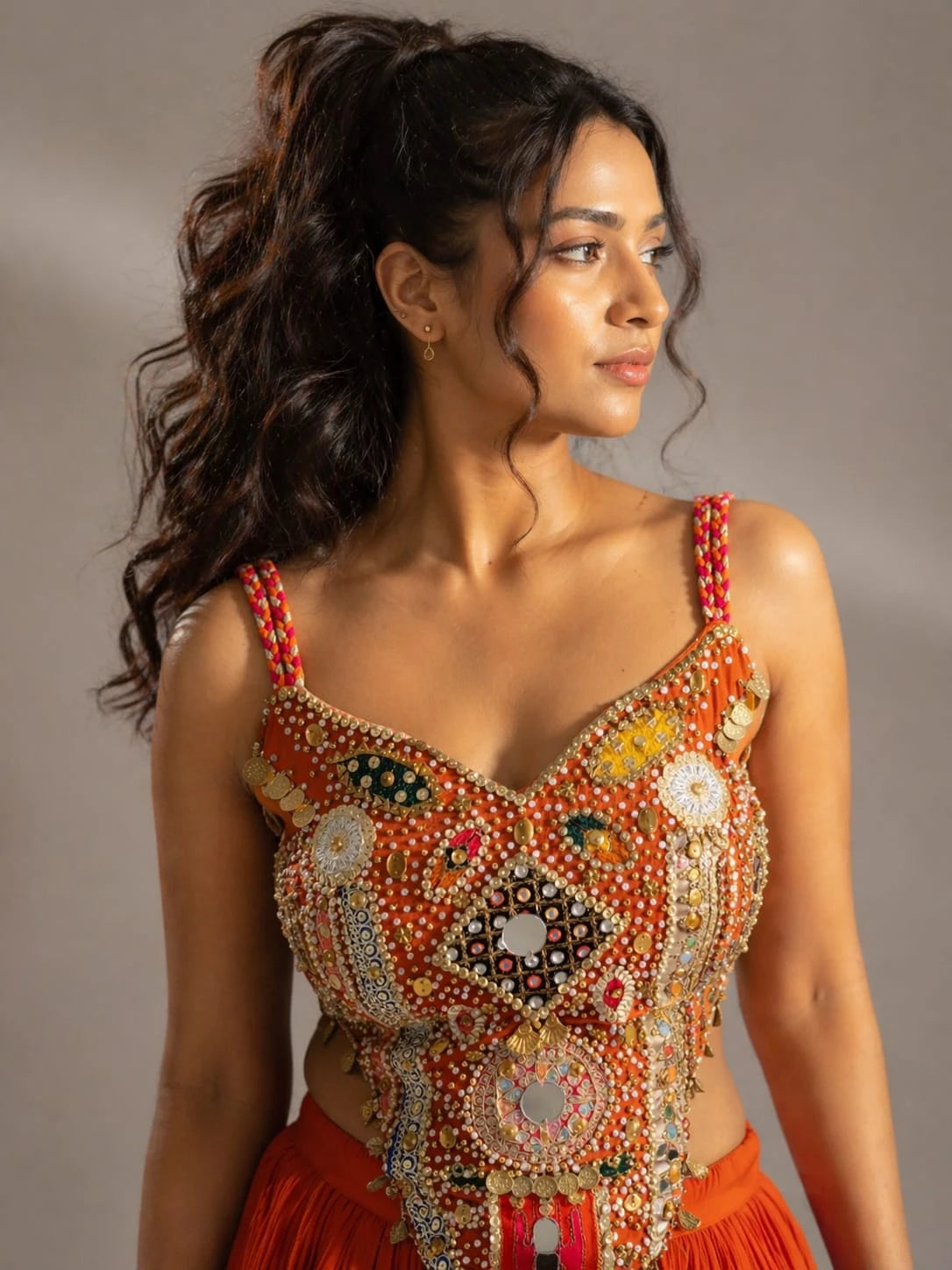mirror work lehenga,